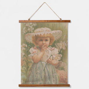 Tapiz Con Marco De Madera "Una floreciente Pascua" Ilustración vintage, ca. 