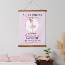 Tapiz Con Marco De Madera Una pequeña bailarina está en camino Baby Shower