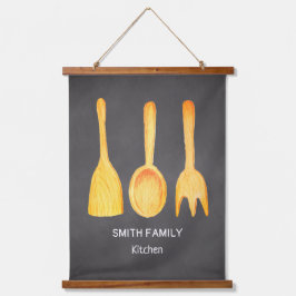 Tapiz Con Marco De Madera Utensilios de cocina Vintage blanco negro