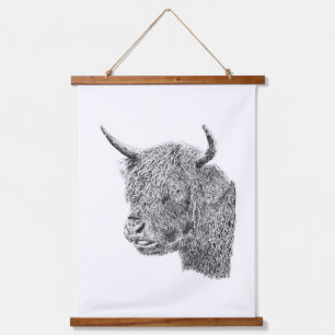 Tapiz Con Marco De Madera Vaca de las Tierras Altas descarada Arte de Ganado
