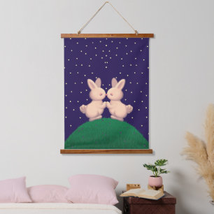 Tapiz Con Marco De Madera Valentine Bunnies