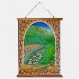 Tapiz Con Marco De Madera Ventana