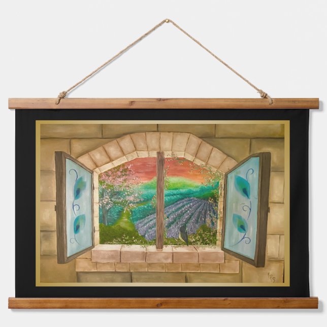 Tapiz Con Marco De Madera Ventana Abierta (Anverso )