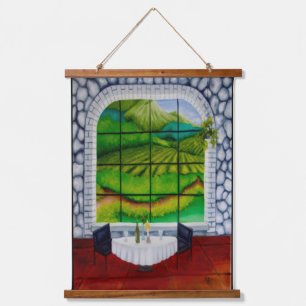Tapiz Con Marco De Madera Ventana del Viñedo