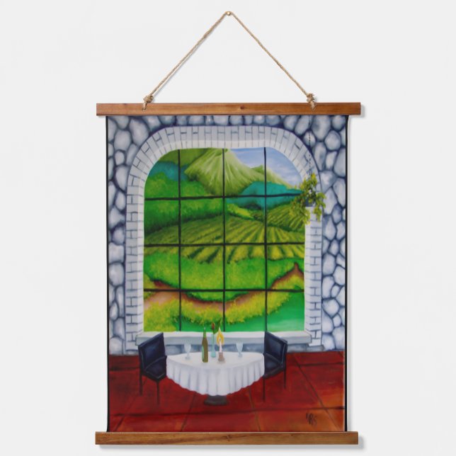 Tapiz Con Marco De Madera Ventana del Viñedo (Anverso)