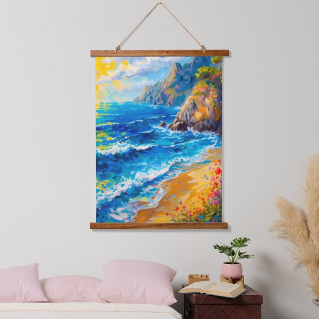 Tapiz Con Marco De Madera Verano Mediterráneo (Dormitorio)