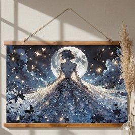 Tapiz Con Marco De Madera Vestido Celestial de la Princesa Hada a la Luz de 