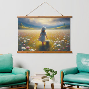 Tapiz Con Marco De Madera Viaje a Sunlit Meadow