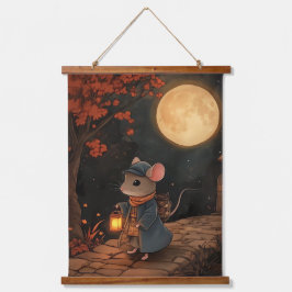 Tapiz Con Marco De Madera Viaje bajo la luz de la luna del ratón itinerante