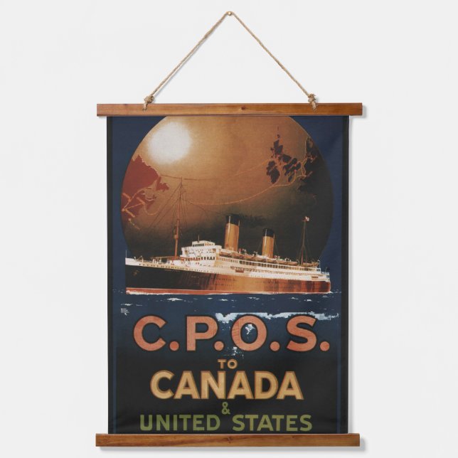 Tapiz Con Marco De Madera Viaje de vintage de CPOS a Canadá (Anverso)