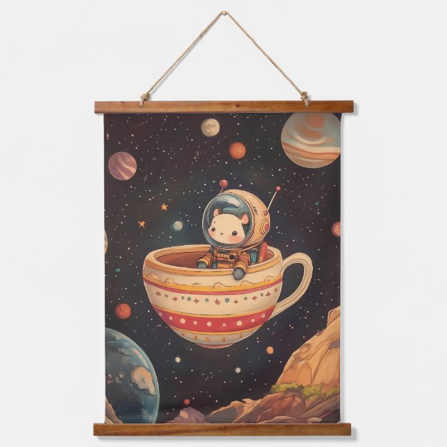 Tapiz Con Marco De Madera Viaje del té cósmico (Anverso)