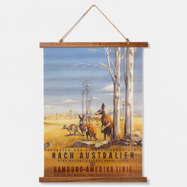 Tapiz Con Marco De Madera Viaje en línea de cruceros HAPAG (años 1930) alemá (Anverso)