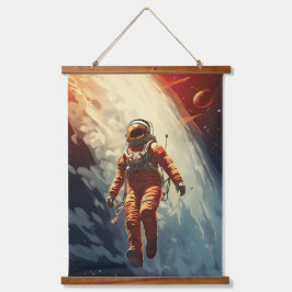 Tapiz Con Marco De Madera Viaje espacial astronauta