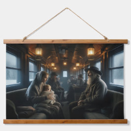 Tapiz Con Marco De Madera Viaje Rústico En Tren De Invierno - Nostalgia Vint