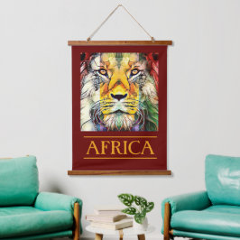 Tapiz Con Marco De Madera Viajes León Africano Fauna Creativa África