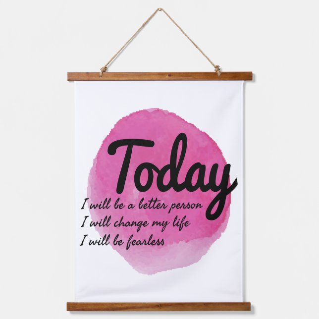 Tapiz Con Marco De Madera vibraciones motivacionales de autoaceptación (Anverso)