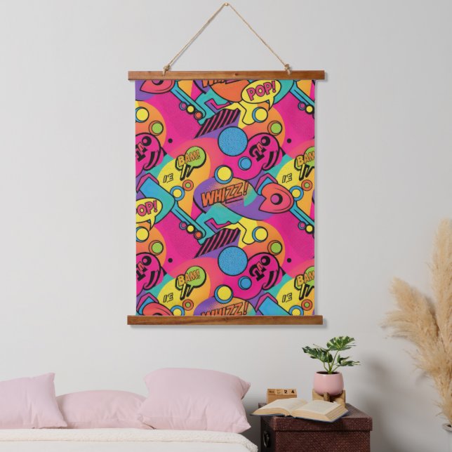 Tapiz Con Marco De Madera Vibrant Retro Pop Seamless Pattern (Dormitorio)