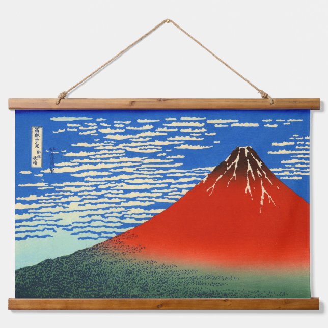 Tapiz Con Marco De Madera Viento del Sur, Cielo despejado Katsushika Hokusai (Anverso )