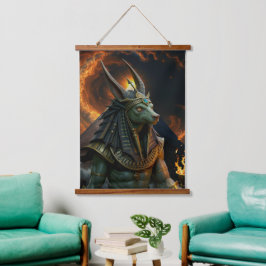Tapiz Con Marco De Madera Vigilante del Más Allá – Anubis. 