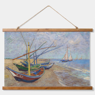 Tapiz Con Marco De Madera Vincent van Gogh - Barcas de Pesca en la Playa