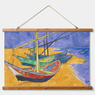 Tapiz Con Marco De Madera Vincent van Gogh - Barcas de Pesca en la Playa