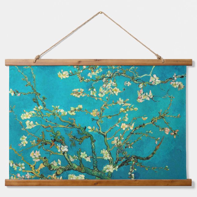 Tapiz Con Marco De Madera Vincent Van Gogh Blossoming Almond Tree Floral Art (Anverso )