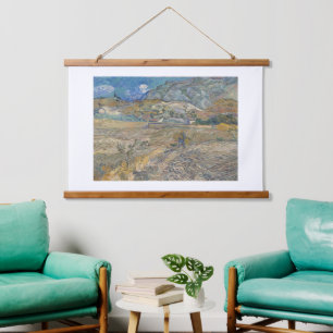 Tapiz Con Marco De Madera Vincent Van Gogh, campo cerrado con campesino