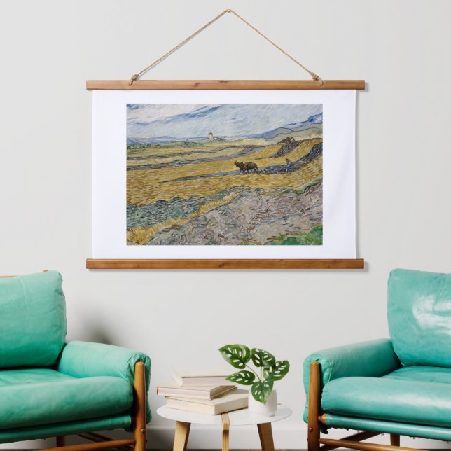 Tapiz Con Marco De Madera Vincent Van Gogh, campo cerrado con flores (Sala de estar)