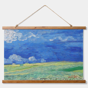 Tapiz Con Marco De Madera Vincent van Gogh - Campos de trigo bajo nubes de t