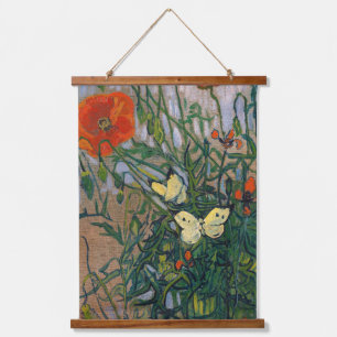 Tapiz Con Marco De Madera Vincent van Gogh - Mariposas y Amapolas
