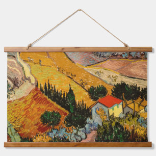 Tapiz Con Marco De Madera Vincent van Gogh - Paisaje, Casa y Labrador