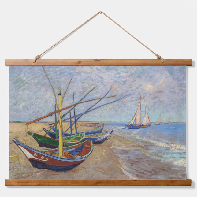 Tapiz Con Marco De Madera Vincent van Gogh - Pescadores en la playa (Anverso )