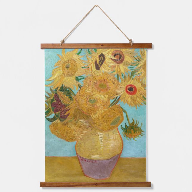 Tapiz Con Marco De Madera Vincent Van Gogh - Vase con doce girasoles (Anverso)