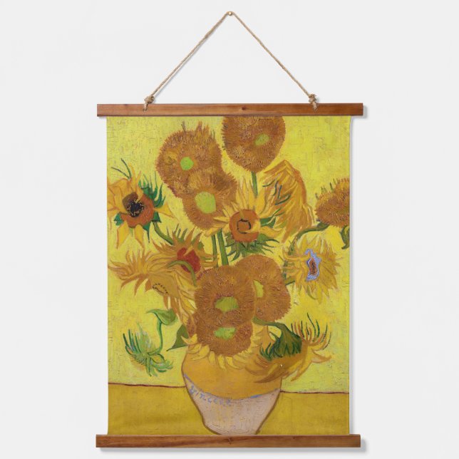 Tapiz Con Marco De Madera Vincent van Gogh - Vase con quince girasoles (Anverso)