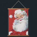 Tapiz Con Marco De Madera Vintage Christmas, Jolly Winking Santa Claus<br><div class="desc">Diseño de vacaciones de Navidades de ilustracion de época con un feliz y alegre Santa Claus usando un gorra y guiñando el ojo como si tuviera un secreto. Ho,  ho,  ho,  ¡Feliz Navidad!</div>