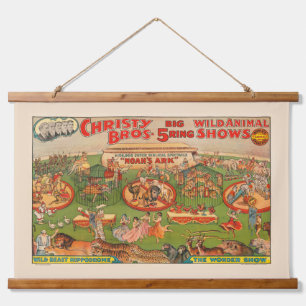 Tapiz Con Marco De Madera Vintage Christy Brothers Poster del circo animal s