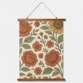 Tapiz Con Marco De Madera Vintage Floral Wall Hanging 