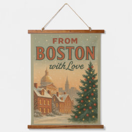 Tapiz Con Marco De Madera Vintage From Boston With Love Christmas