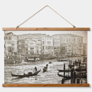 Tapiz Con Marco De Madera VINTAGE GRAND CANAL Madera Tapiz de Muro