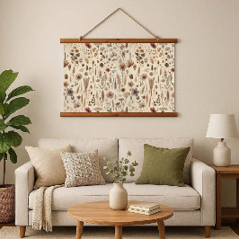 Tapiz Con Marco De Madera Vintage Herbarium Pressed Flower Wood Tapestry