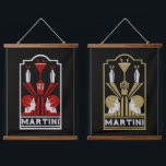 Tapiz Con Marco De Madera Vintage Martini Art Deco<br><div class="desc">Art Deco Martini Vintage. © Copyright HGIFY | Sólo tiendas HGI. Todos Los Derechos Reservados. Obra De Arte Profesional Original. La decoración de las paredes,  la decoración de los bares o el regalo.</div>