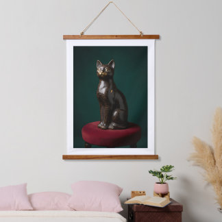 Tapiz Con Marco De Madera Vintage Regal Black Cat Hanging Canvas Wall Art