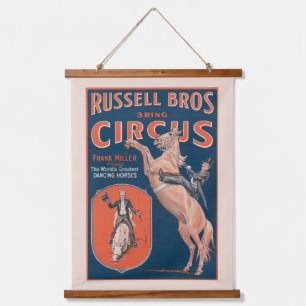 Tapiz Con Marco De Madera Vintage Russell Brothers Circus Poster.