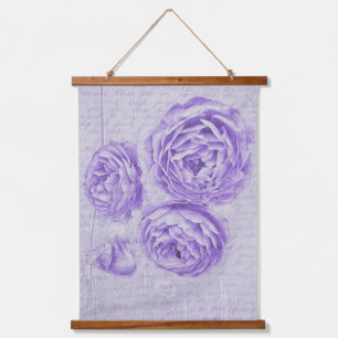 Tapiz Con Marco De Madera Vintage Shabby Chic Lilac Rosas en escritura antig