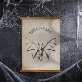 Tapiz Con Marco De Madera Vintage Skeletal Bat Halloween