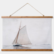 Vintage Watercolor Sailboat Tapestry Colgante