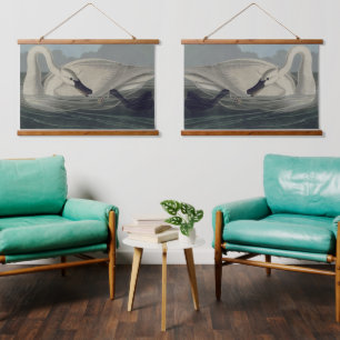 Tapiz Con Marco De Madera Vintage Wild Trumpeter Swan