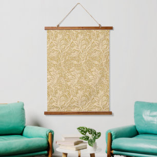 Tapiz Con Marco De Madera Vintage William Morris Arcadia Gold Sin Costuras