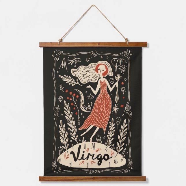 Tapiz Con Marco De Madera Virgo Celestial Zodiaco (Anverso)