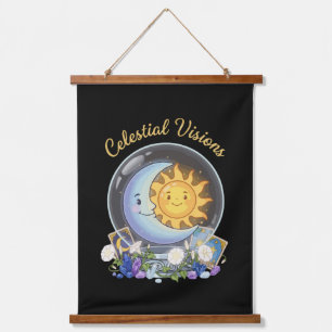 Tapiz Con Marco De Madera Visiones Celestiales Sol y Luna Adorable Tarot d